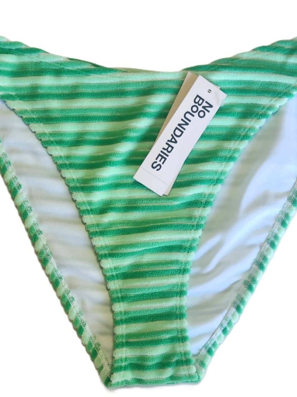No Boundaries Cheeky High Leg Bikini Bottom - Green Stripe